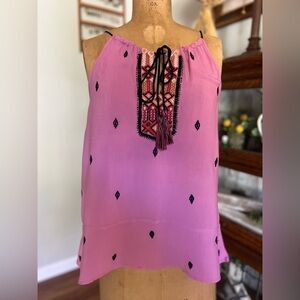 Anthropologie pink beaded sleeveless blouse XS